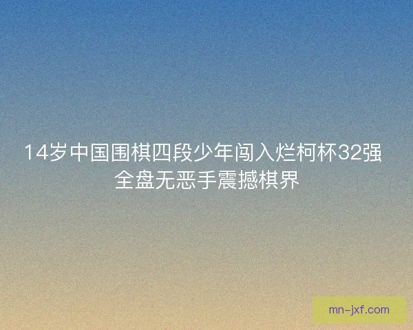 14岁中国围棋四段少年闯入烂柯杯32强 全盘无恶手震撼棋界