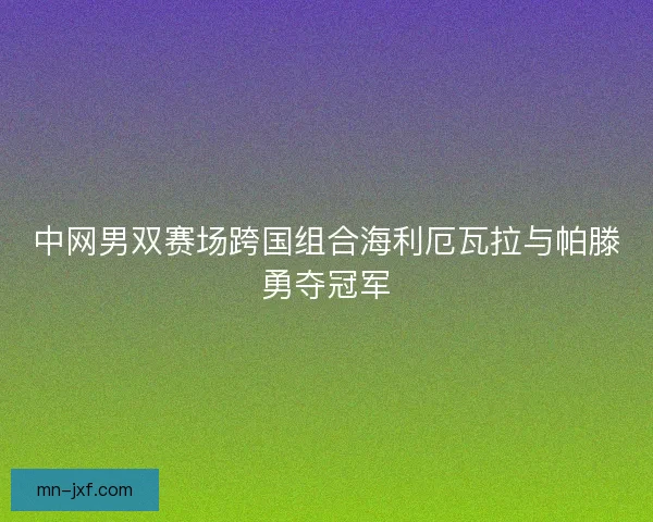 中网男双赛场跨国组合海利厄瓦拉与帕滕勇夺冠军