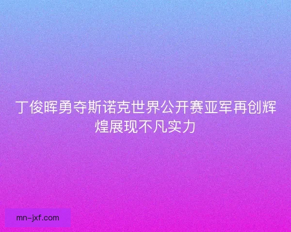丁俊晖勇夺斯诺克世界公开赛亚军再创辉煌展现不凡实力 丁俊晖勇夺斯诺克世界公开赛亚军再创辉煌展现不凡实力